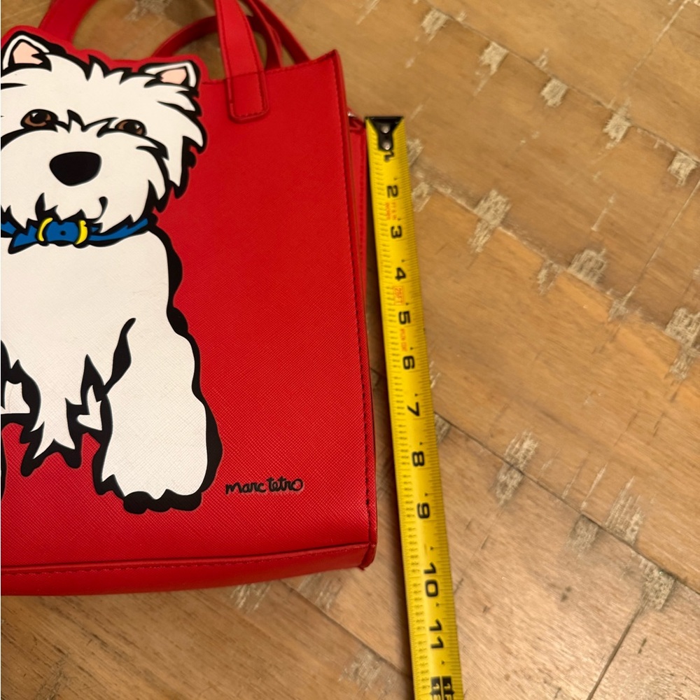 Marc Tetro Red Westie Print Shoulder Bag with Coin Pouch and Matching Leash - Picture 14 of 14